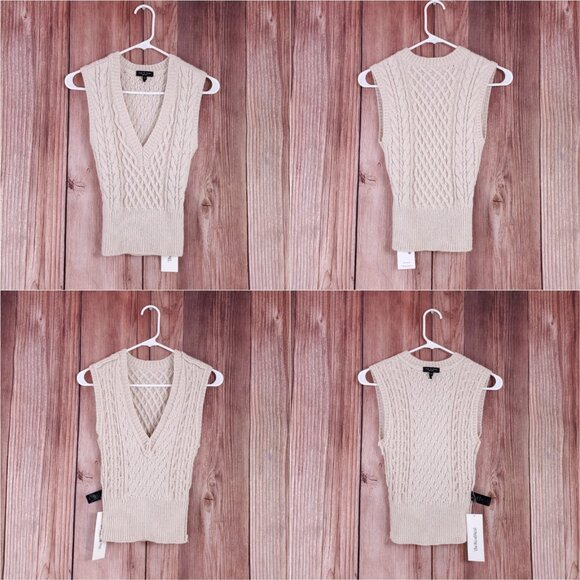 Rag & Bone Womens XXS Elizabeth Cable Knit Sweater Vest Ivory Wool Alpaca Blend - Picture 5 of 14